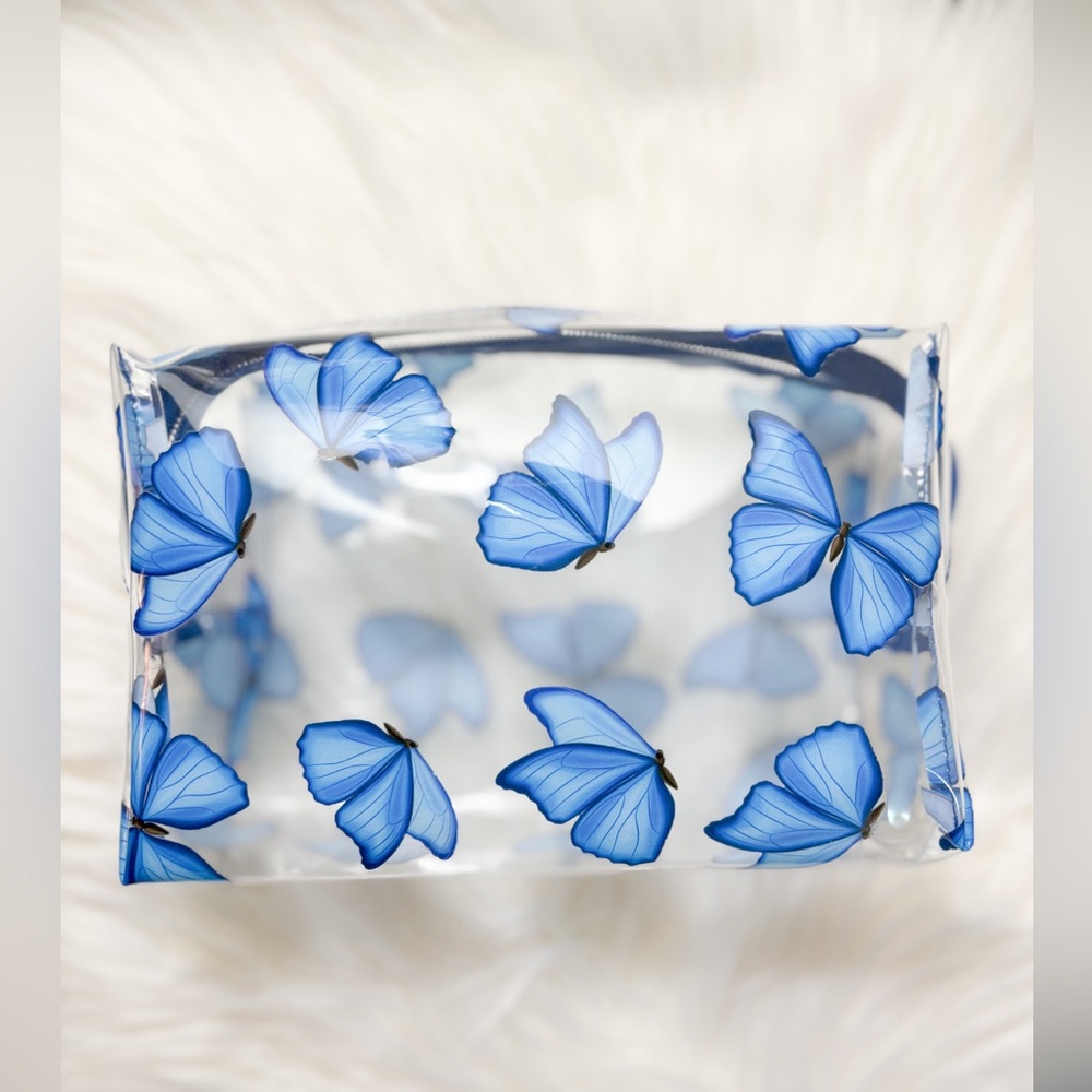 Blue Butterfly Makeup Bag